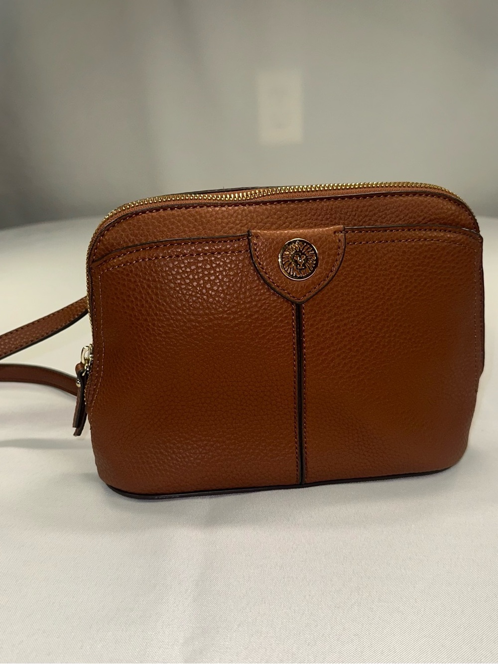 Anne Klein Brown Dome Shaped Handbag Crossbody Strap Pleather